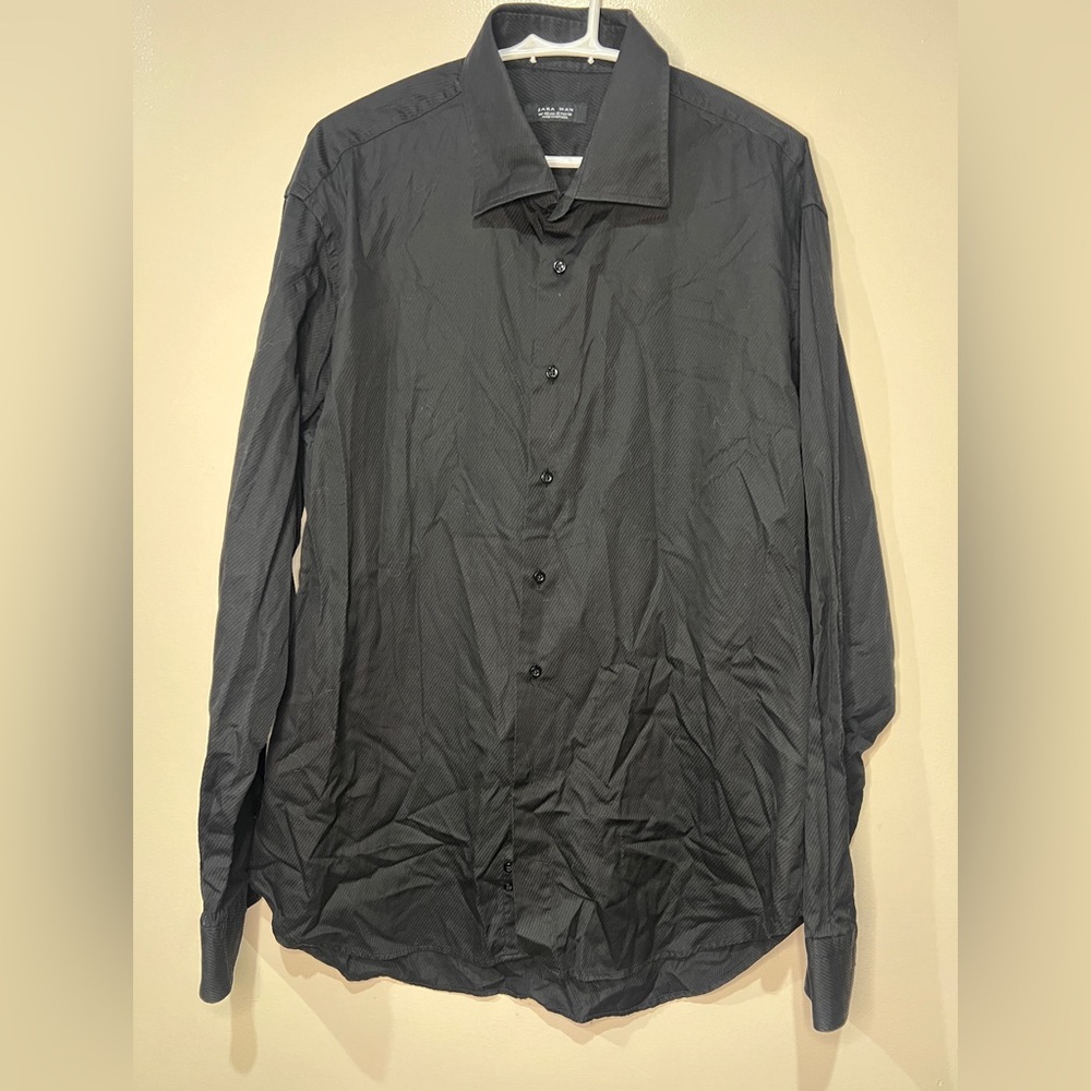 Black Zara Man Button Up in size M
